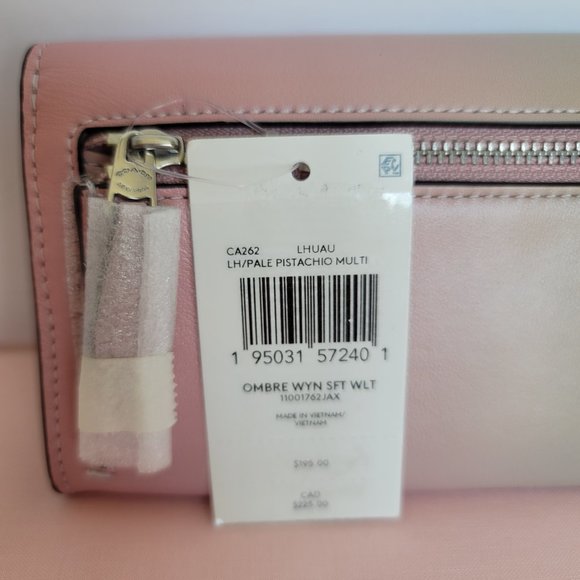 COACH Wyn Envelope Ombre Soft Smooth Leather Wallet- Pale Pistachio Multi - Picture 16 of 16